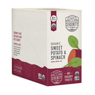 Serenity Kids, Organic Sweet Potato & Spinach with Olive Oil, 6+ Months, 6 Pouches, 3.5 oz (99 g) Each