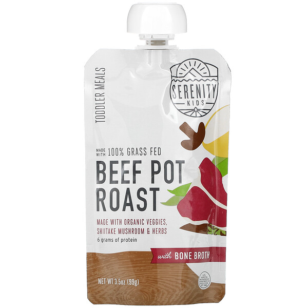 Serenity Kids‏, Beef Pot Roast with Bone Broth, Toddler Meals, 3.5 oz (99 g)