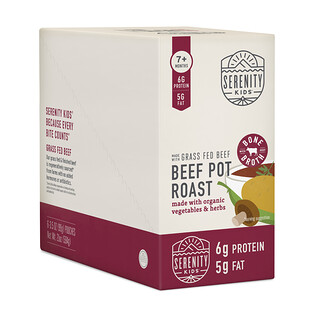 Serenity Kids, Beef Pot Roast com legumes e ervas biológicos, mais de 7 meses, 6 saquetas, 99 g (3,5 oz) cada