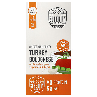 Serenity Kids, Turkey Bolognese with Organic Vegetables & Herbs, 7+ Months, 6 Pouches, 99 g (3.5 oz) Each