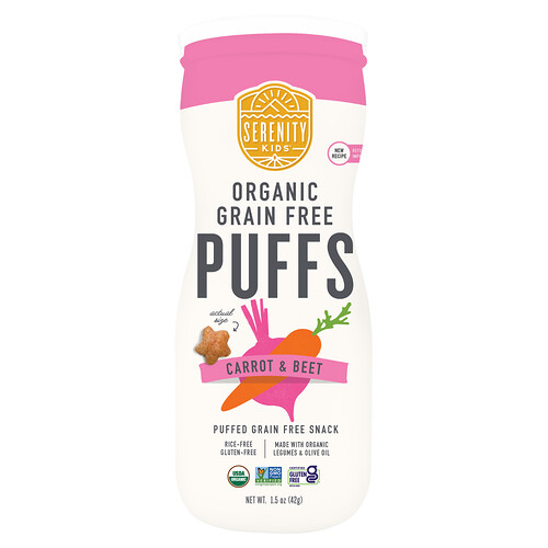 Serenity Kids, Organic Grain Free Puffs, Carrot & Beet, Bio-Puffs ohne Getreide, Karotte und Rote Beete, 42 g (1,5 oz.)