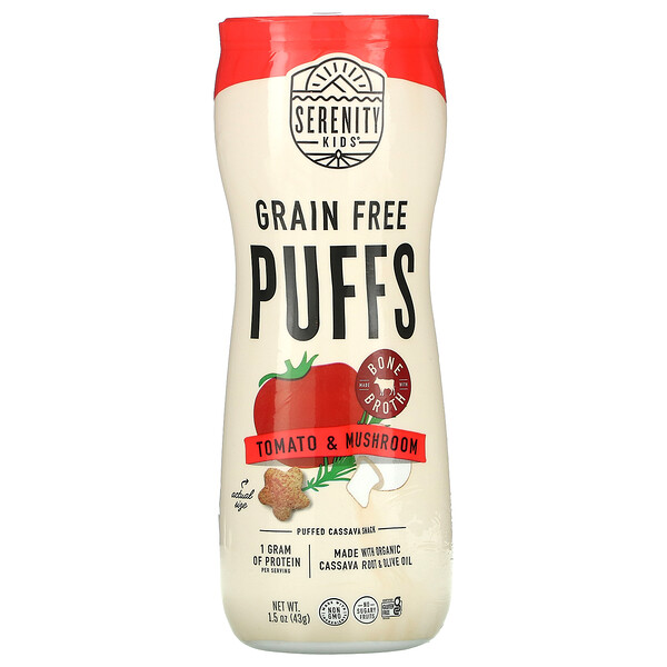 Serenity Kids‏, Grain Free Puffs, Tomato & Mushroom, 1.5 oz (43 g)