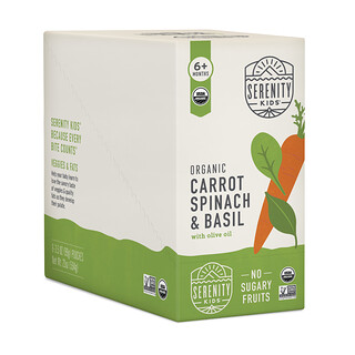 Serenity Kids, Organic Carrot, Spinach & Basil with Olive Oil, 6+ Months, 6 Pouches, 3.5 oz (99 g) Each