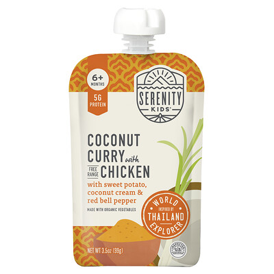 Serenity Kids, Coconut Curry with Chicken with Sweet Potato, Red Bell Pepper & Coconut Cream, 6+ Months, 3.5 oz (99 g)
