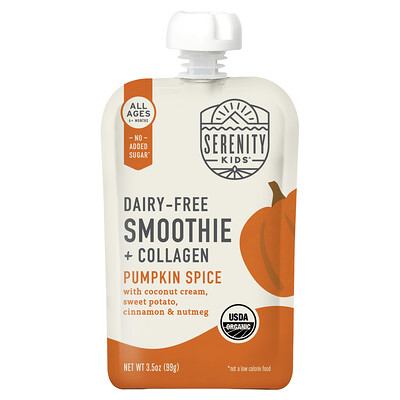Serenity Kids, Batido sin lácteos con colágeno, Para bebés de 6 meses en adelante, Especias de calabaza, 99 g (3,5 oz)