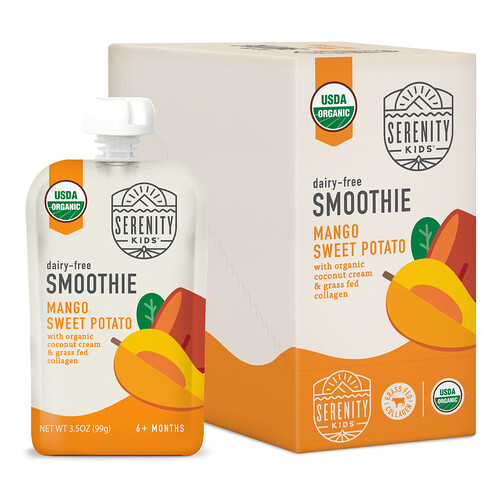 Serenity Kids, Dairy-Free Smoothie + Collagen, Sweet Potato Spice, All Ages 6+ Months, 6 Pouches, 3.5 oz (99 g) Each