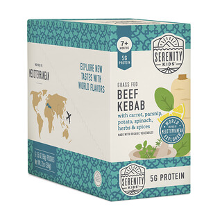 Serenity Kids, Grass Fed Beef Kebab with Parsnip, Spinach, Carrot, Herbs & Spices, 7+ Months, 6 Pouches, 3.5 oz (99 g) Each