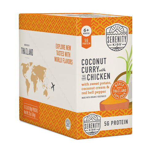 Serenity Kids, Coconut Curry with Freilandhuhn, ab 6 Monaten, 6 Beutel, je 99 g (3,5 oz.).