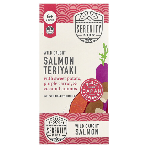 Serenity Kids Serenity Kids, Wild Caught Salmon Teriyaki with Sweet Potato, Purple Carrot, & Coconut Aminos, 6+ Months, 6 Pouches, 3.5 oz (99 g) Each