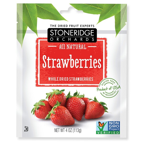 Strawberries, Whole Dried Strawberries, 4 oz (113 g)