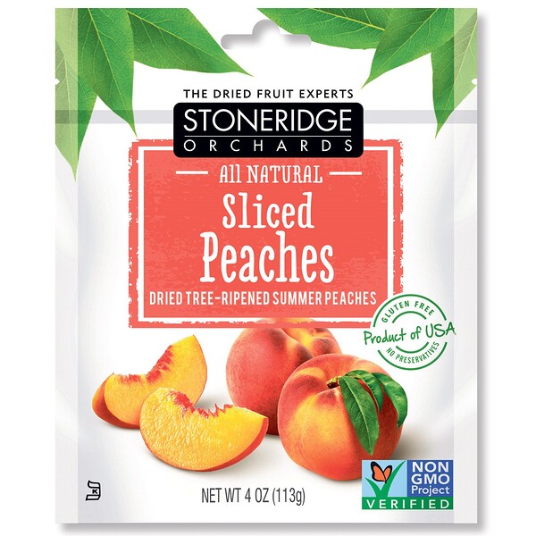 Stoneridge Orchards, Персиковые дольки, высушенные летние персики, созревшие на дереве, 113 г (4 унции)