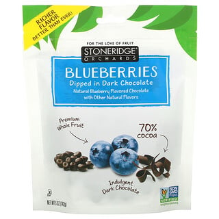 Stoneridge Orchards, حبات التوت الأزرق، المغطاة بالشيكولاتة الداكنة، 70% كاكاو، 5 أونصة (142 جم)