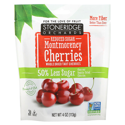 

Stoneridge Orchards, Montmorency Cherries, Whole Dried Tart Cherries, Reduced Sugar, 4 oz (113 g)