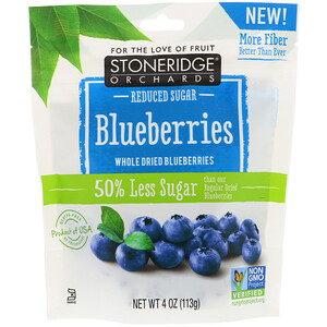 Отзывы о Стоунридж Орчардс, Blueberries, Whole Dried Blueberries, Reduced Sugar, 4 oz (113 g)