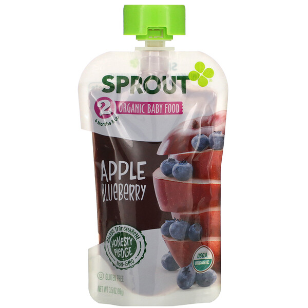 Sprout Organic, Baby Food, 6 Months & Up, Apple Blueberry, 3.5 oz (99 g