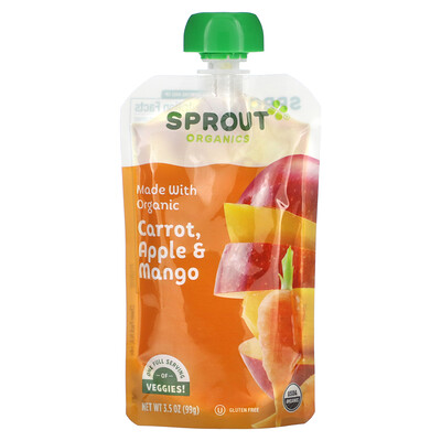Sprout Organics Детское питание от 6 месяцев морковь яблоко и манго 99 г (3 5 унции)