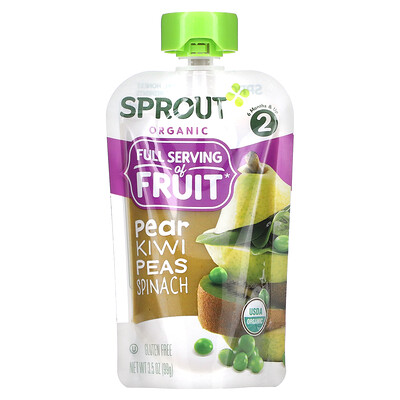 Sprout Organic Детское питание от 6 месяцев груша киви горошек и шпинат 99 г (3 5 унции)