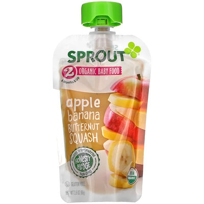 Sprout Organic Baby Food, 6 Months & Up, Apple, Banana, Butternut Squash, 3.5 oz (99 g)
