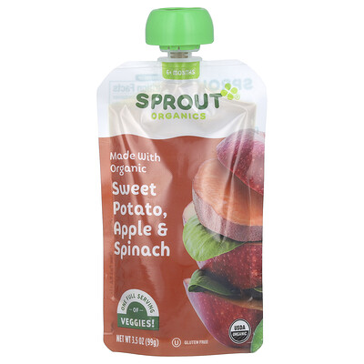 Sprout Organics  Baby Food  6 Months & Up  Sweet Potato  Apple & Spinach  3.5 oz (99 g)