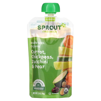 Sprout Organic Детское питание этап 2 морковь нут цуккини и груша 99 г