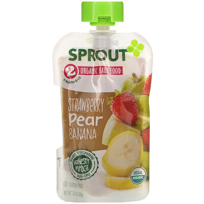 Sprout Organic Baby Food, 6 Months & Up, Strawberry, Pear, Banana, 3.5 oz (99 g)
