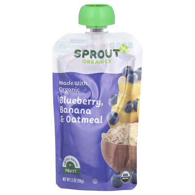 Sprout Organics  Baby Food  6 Months & Up  Blueberry  Banana  & Oatmeal  3.5 oz (99 g)