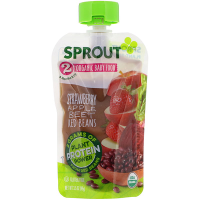 Sprout Organic Детское питание, этап 2, клубника, яблоко, свекла и красная фасоль, 99 г