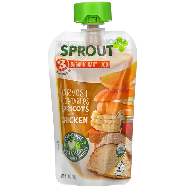 Baby Food, 8 Months & Up, Harvest Vegetables Apricots with Chicken, 4 oz (113 g)