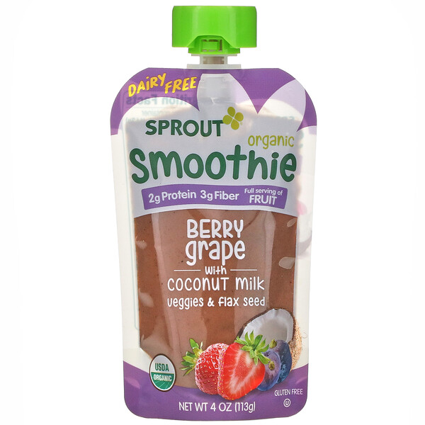 Sprout Organic‏, Smoothie, Berry Grape with Coconut Milk, Veggies & Flax Seed, 4 oz ( 113 g)
