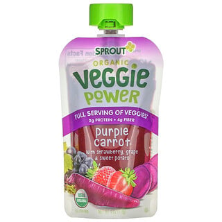 Sprout Organic, Veggie Power, Purple Carrot with Strawberry, Grape & Sweet Potato, 4 oz (113 g)