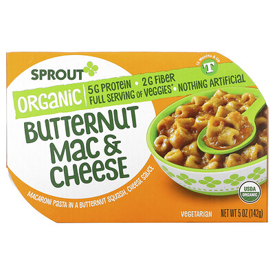 Sprout Organic Butternut Mac & Cheese, 12 Months and Up, 5 oz ( 142 g)