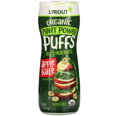 Sprout Organic Plant Power Puffs, Apple Kale, 1.5 oz (43 g)
