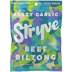 Отзывы о Stryve Foods, Beef Biltong, Air-Dried Beef Slices, Zesty Garlic, 2.25 oz (64 g)