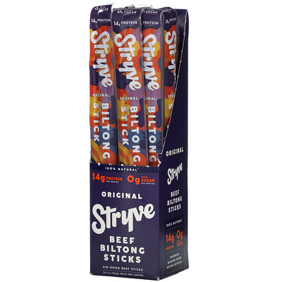 

Stryve Foods Beef Biltong Sticks, Original, 12 Sticks, 1 oz (28 g) Each