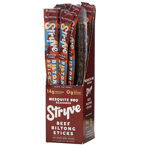 Отзывы о Stryve Foods, Beef Biltong Sticks, Mesquite BBQ, 12 Sticks, 1 oz (28 g) Each