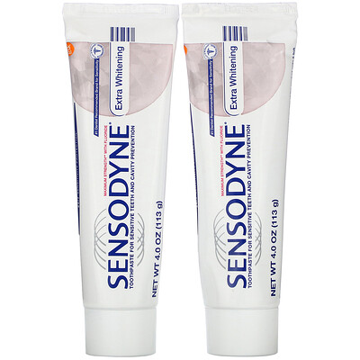 Купить Sensodyne Extra Whitening Toothpaste with Fluoride, Twin Pack, 2 Tubes, 4 oz (113 g) Each
