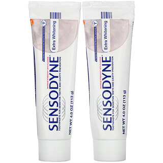 Sensodyne, フッ化物配合エキストラホワイトニング歯磨き粉、ツインパック、2本、各113g（4オンス）