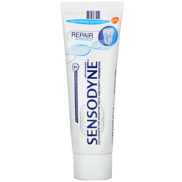 Sensodyne‏, Repair & Protect, משחת שיניים להקלה מהירה עם פלואוריד, 96.4 גרם (3.4 אונקיות)