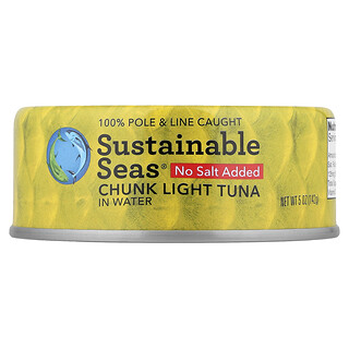Sustainable Seas, Chunk ελαφρύς τόνος σε νερό, χωρίς προσθήκη αλατιού, 5 oz (142 g)
