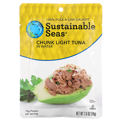 

Sustainable Seas, Chunk Light Tuna In Water, 2.6 oz (74 g)