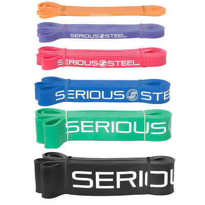 Serious Steel Fitness, Banda de resistencia de 41 in, Juego completo, Set de 6 piezas