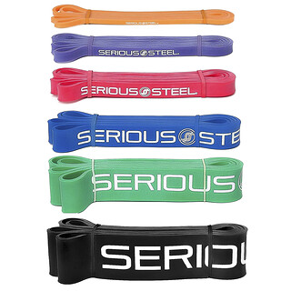 Serious Steel Fitness, Banda de resistencia de 32 in, Juego completo, Set de 6 piezas