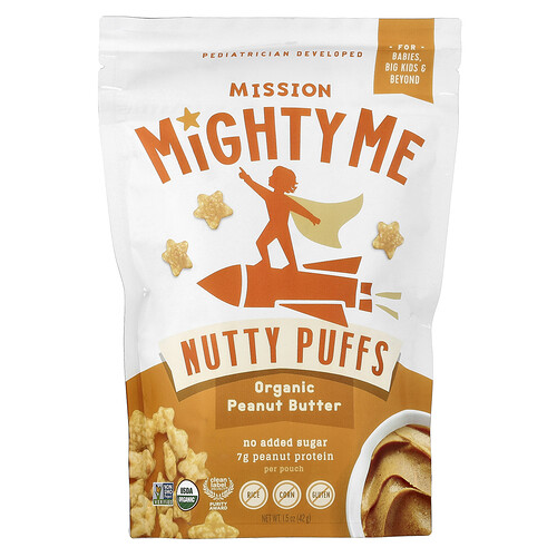 Mission MightyMe, Nutty Puffs, Organic Peanut Butter, Bio-Erdnussbutter, 42 g (1,5 oz.)
