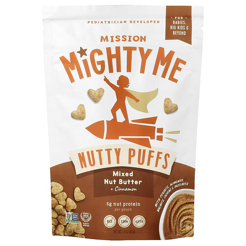 Mission MightyMe, Nutty Puffs, Mixed Nut Butter + Cinnamon, Nussbutter + Zimt, 42 g (1,5 oz.)