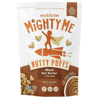 Mission MightyMe, Nutty Puffs, Burro di frutta secca misto e cannella, 42 g