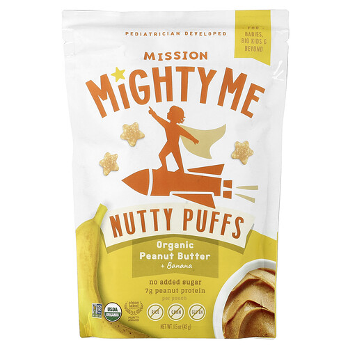 Mission MightyMe, Nutty Puffs, Bio-Erdnussbutter + Banane, 42 g (1,5 oz.)