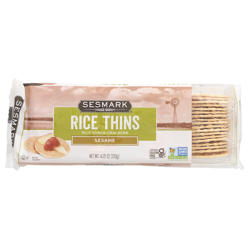 Sesmark Rice Thins, Rice Snack Crackers, Sesame, 4.25 oz (120 g)
