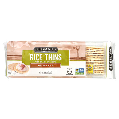 Sesmark Rice Thins, рисовые крекеры, коричневый рис, 100 г (3,5 унции)