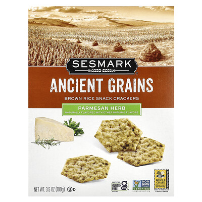 Sesmark  Brown Rice Snack Crackers  Parmesan Herb  3.5 oz (100 g)