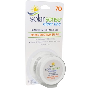 Купить Solar Sense, Чистый цинк, солнцезащитный крем, SPF 70, лицо и губы, 14 г (0,5 унции)  на IHerb